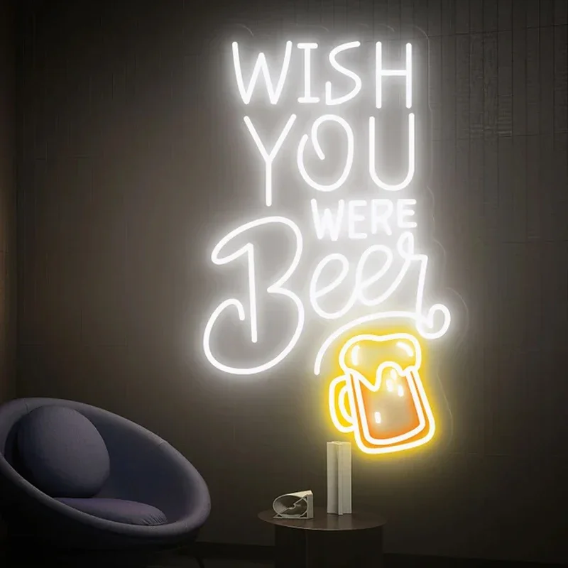 

Wish You Were Beer Bar Neon Decoration Custom Led Neon Sign for Cocktail and Beer Bar Decor Neon Light Party Wall Hang