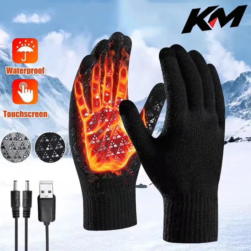 Elektrisch beheizte Handschuhe mit Touchscreen-Funktion, ideal zum Reiten und Skifahren im Freien, USB-beheizte Handschuhe, Winter-Fahrradhandschuhe für Wanderungen.
