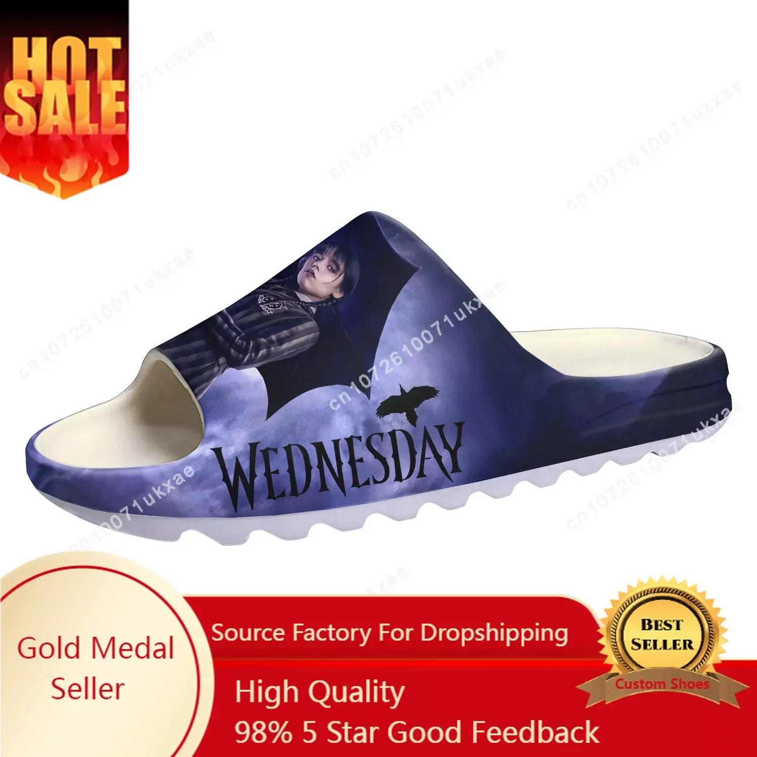 

W-Wednesdays A-Addams Soft Sole Sllipers Home Clogs Customized Step On Water Shoes Mens Womens Teenager Step in Sandals