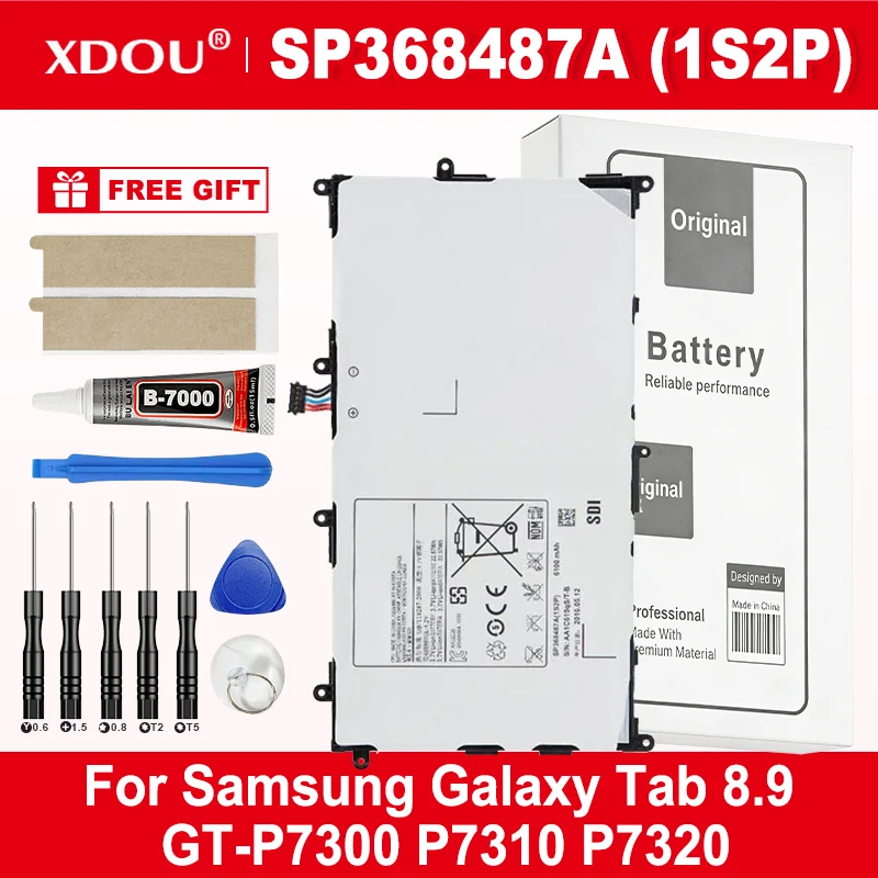 

Совершенно новая сменная батарея SP368487A (1S2P) 6100 мА для планшетов Samsung Galaxy Tab 8,9 GT-P7300 P7310 P7320 + инструменты
