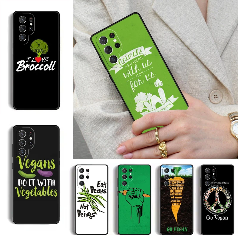 Eat Fruit Not Friends Vegan Quote Phone Case for Samsung Galaxy S26 S25 Ultra S24 S23 S22 S21 Plus Note 10 Bumper Cover