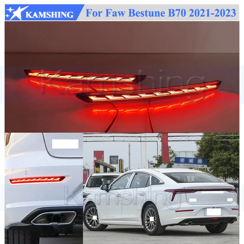 Kamshing 1 Pair Modify LED Rear Bumper Light Lamp For FAW Bestune B70 2021-2023 Rear Bumper Fog Light Fog Lamp Reversing light