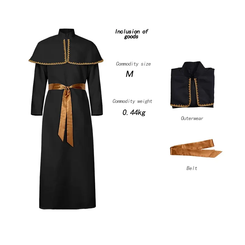 Anime Carnival Easter Purm Long Sleeve Capelet Long Robe White Black Roman Pope Cosplay Costume Medieval Religion Outfits