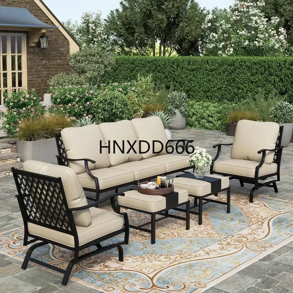 

Комплект мебели для патио из 5 предметов, 2 мягких кресла-качалки, 2 х пуфика, 1 х 3-местный диван, 7 сидений, наборы для бесед на открытом воздухе