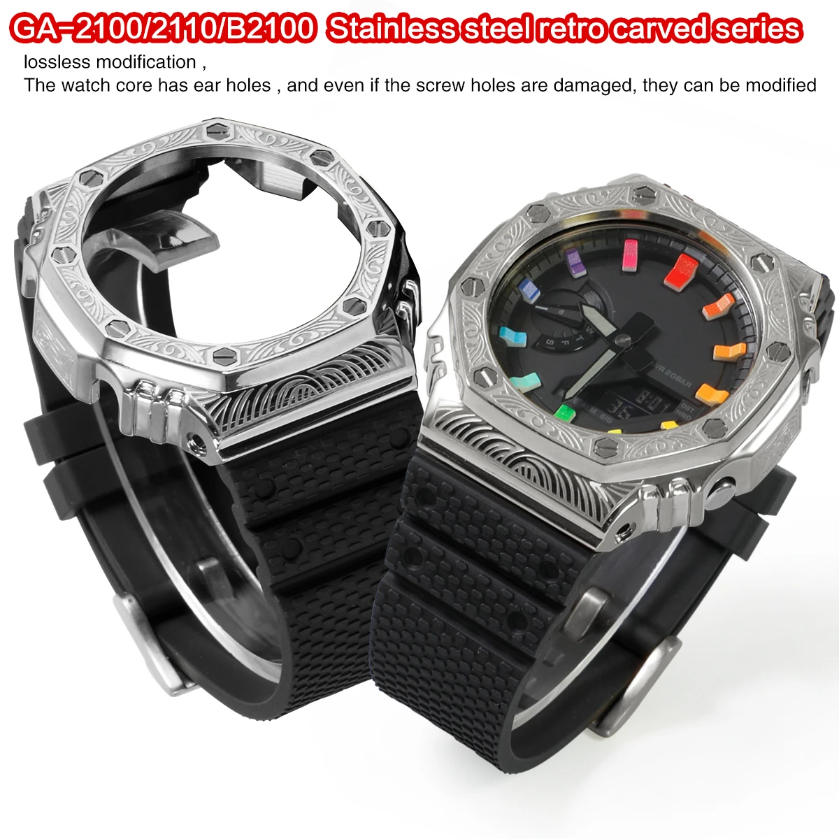 adapt-to-ga-2100-2110-b2100-model-with-integrated-stainless-steel-case-and-fluororubber-strap-for-watch-accessory-modification
