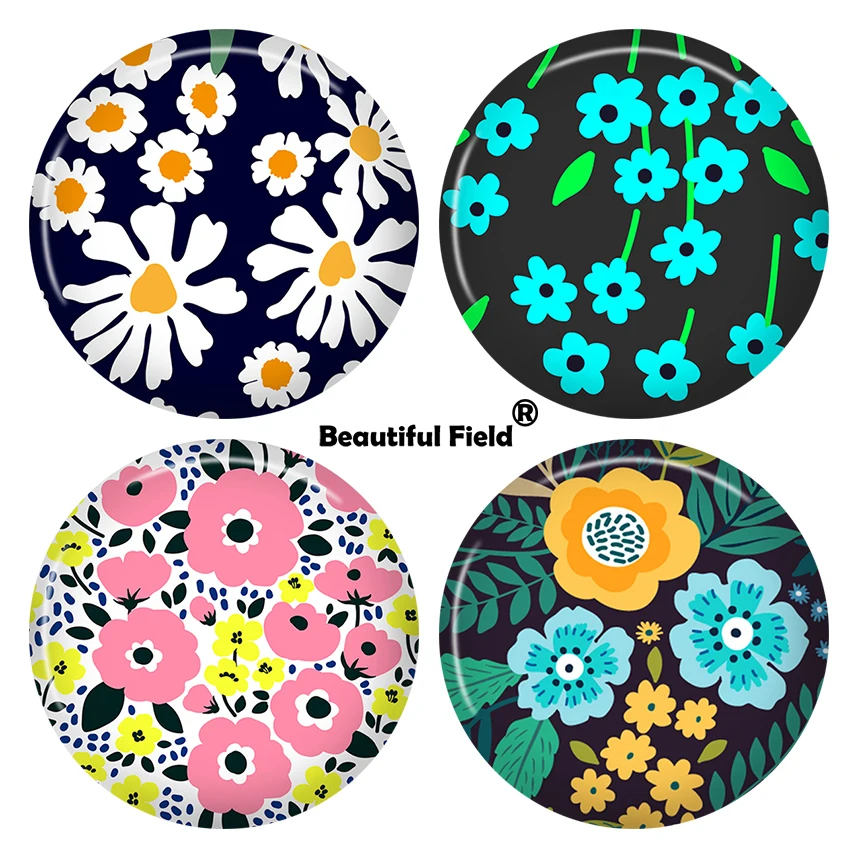 

10mm 12mm 25mm 14mm 16mm 18mm 20mm 30mm Photo Pattern Round Glass Cabochons Colorful Beautiful Flowers TY74