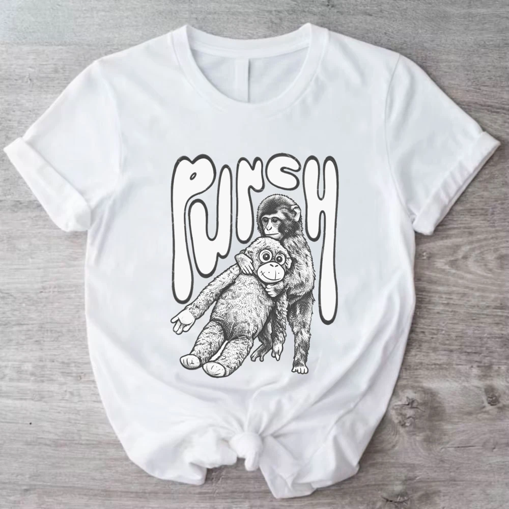 Monkey and Baby Print Women T-Shirt Cotton Short Sleeve Monkey Pattern Tops Casual Fashion Summer Tops Aesthetic Clothes