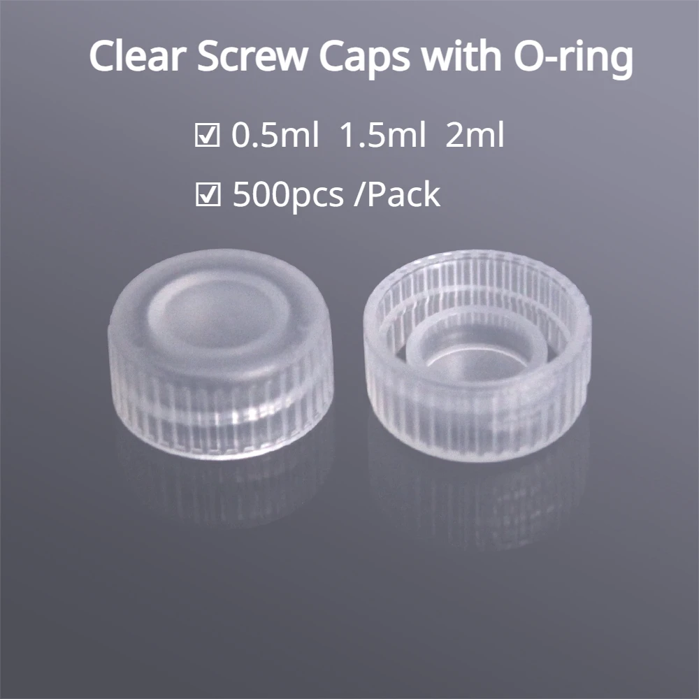 

500pcs Biosharp Disposable Clear Screw Caps with O-ring DNase/RNase Free Sterile PP Material Sample Tube Cap