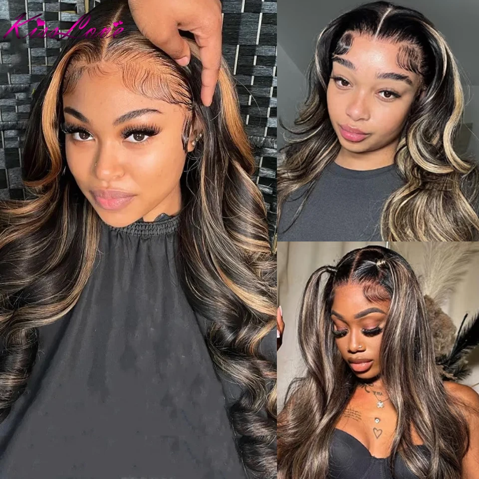 1B/27 Blonde Highlight Wig Human Hair 13x4 13x6 Body Wave Lace Frontal Human Hair Wig 5x5 Glueless Preplucked Human Wigs Wear Go