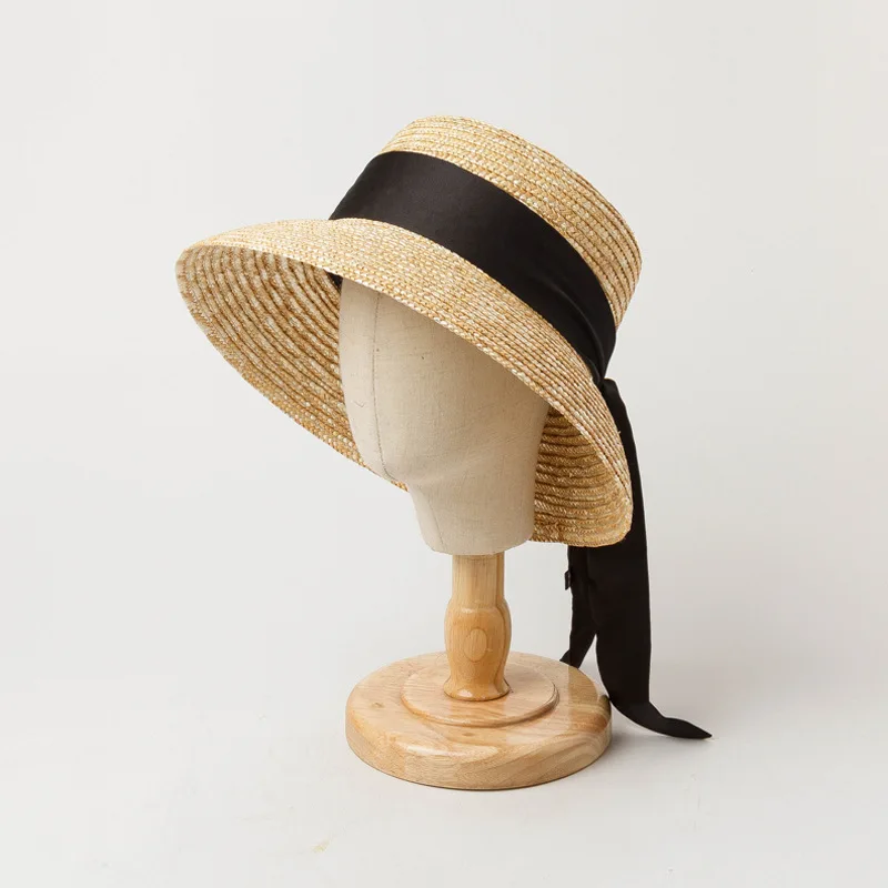 

X238 New Bow Ribbon Children's Straw Straw Hat Outdoor Shade Beach Holiday Straw Fisherman Caps Beach Hats Children