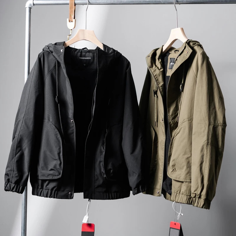 Outdoor Workwear Men's Fashionable Minimalist Waterproof Hooded Casual Jacket Coat 3D Tailoring Standard Fit Long Sleeve