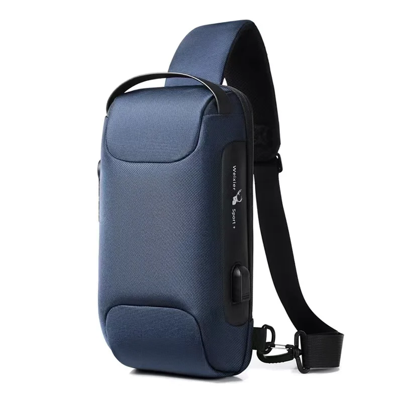 Designer Chest Bag Shoulder Bag for Men Waterproof USB Crossbody Anti-Theft Short Sports Running Travel Messenger Sling Fashion