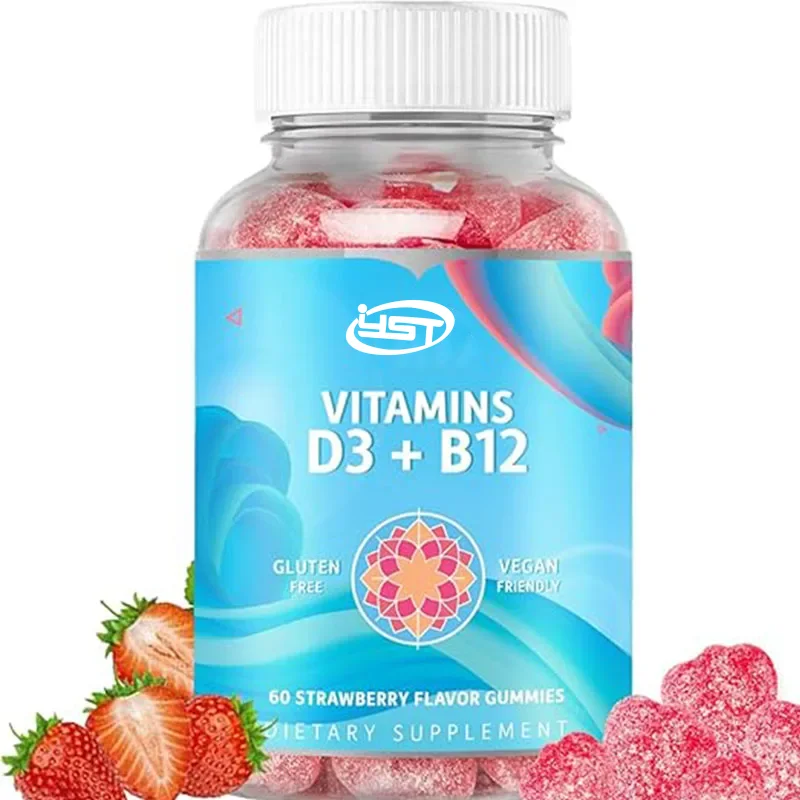 

Vitamin D3 gummies contain B12 vitamin -60 capsules immune gummies contain vegetarian vitamins B12 and D3- strawberry flavor