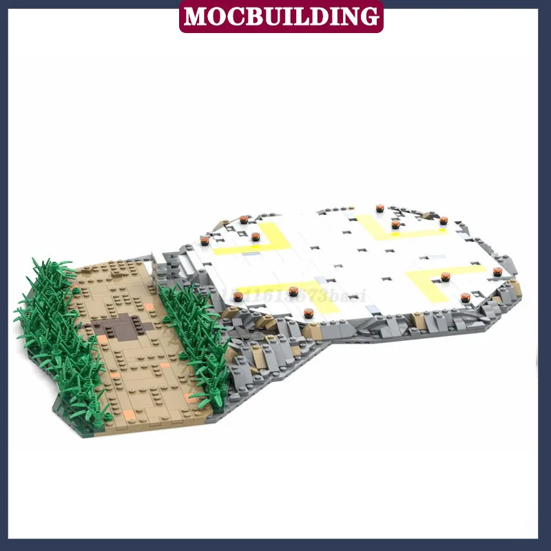 MOC Street View Building Helicopter Landing Pad Model Building Block Assembly Movie Plant Concrete Mud Collection Series Toy