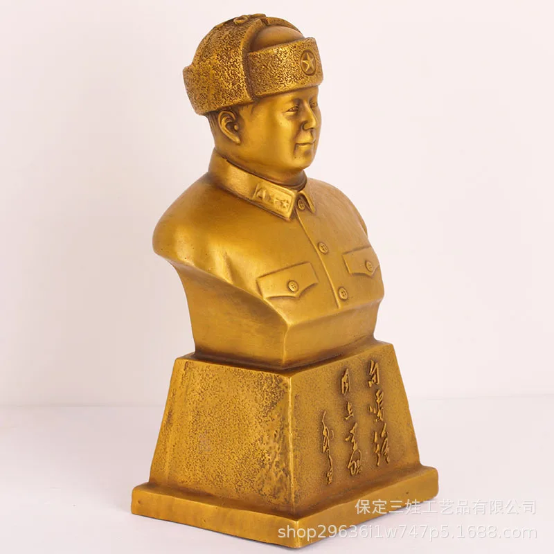Brass Lei Feng , Half-length of a , Home Office Statue of a Great Man, Craft Ornament