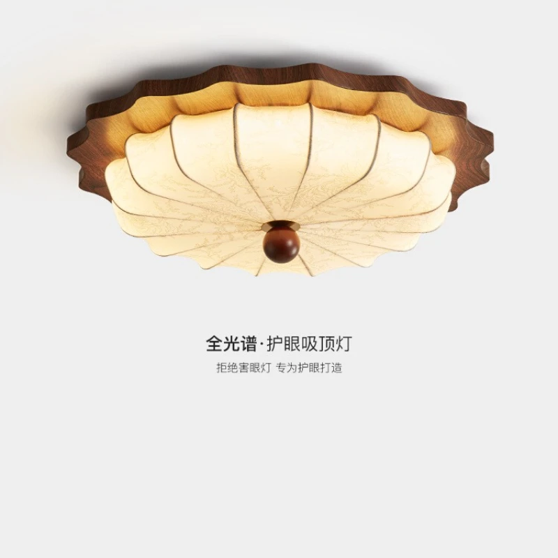 

Japanese Wabi Sabi Style Circular Ceiling Light LED Cloth Art Lampshade Living Room Bedroom Dining Room Study Top Hanging Lamps