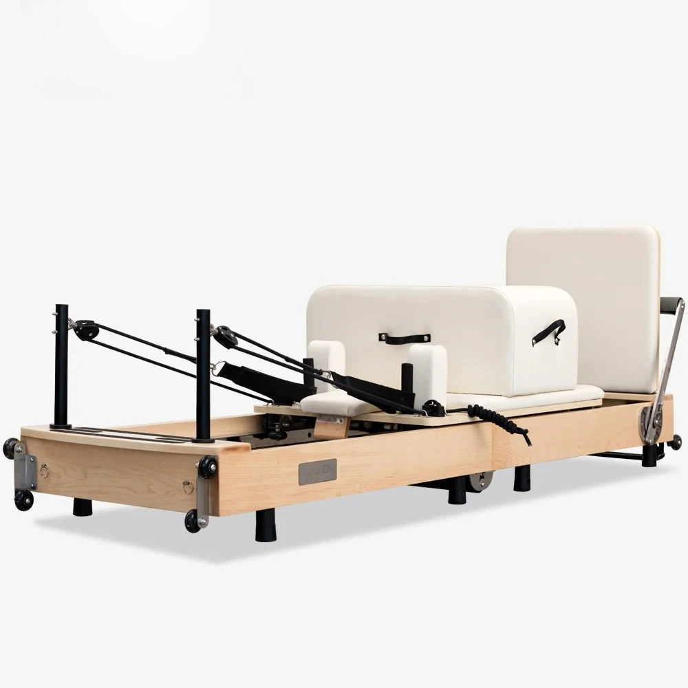 

Foldable Durable Oak Reformer Bench Multifunctional Pilates Machine for Home Use