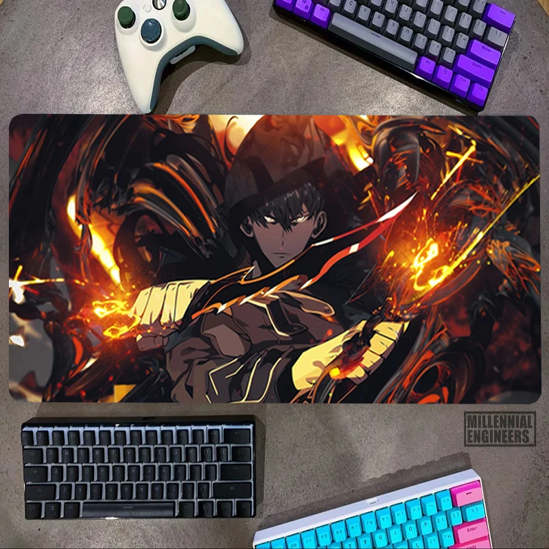 

S-Solo L-Leveling Anime Mouse Pad Office Accessories Gaming Mats Mousepad Gamer Keyboard Big Mousepepad Desk Mat Extended Large