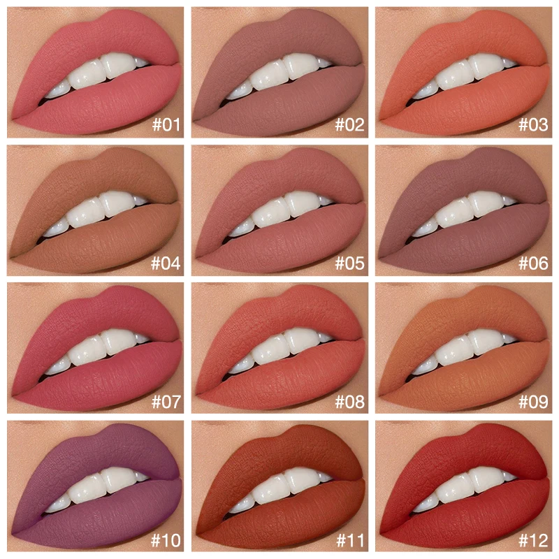 Wholesale O.TWO.O Lipstick Lip Gloss Makeup Waterproof Velvet 12 Colors Liquid Lip Stick Matte Long Lasting Sexy Red Lip Tint