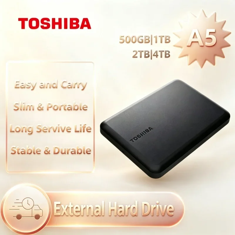 Portable Storage Toshiba A5 Series Black Hard Drive Stable USB3.2 Gen1 Transmission 500GB 1TB 2TB 4TB Work Well With Mac