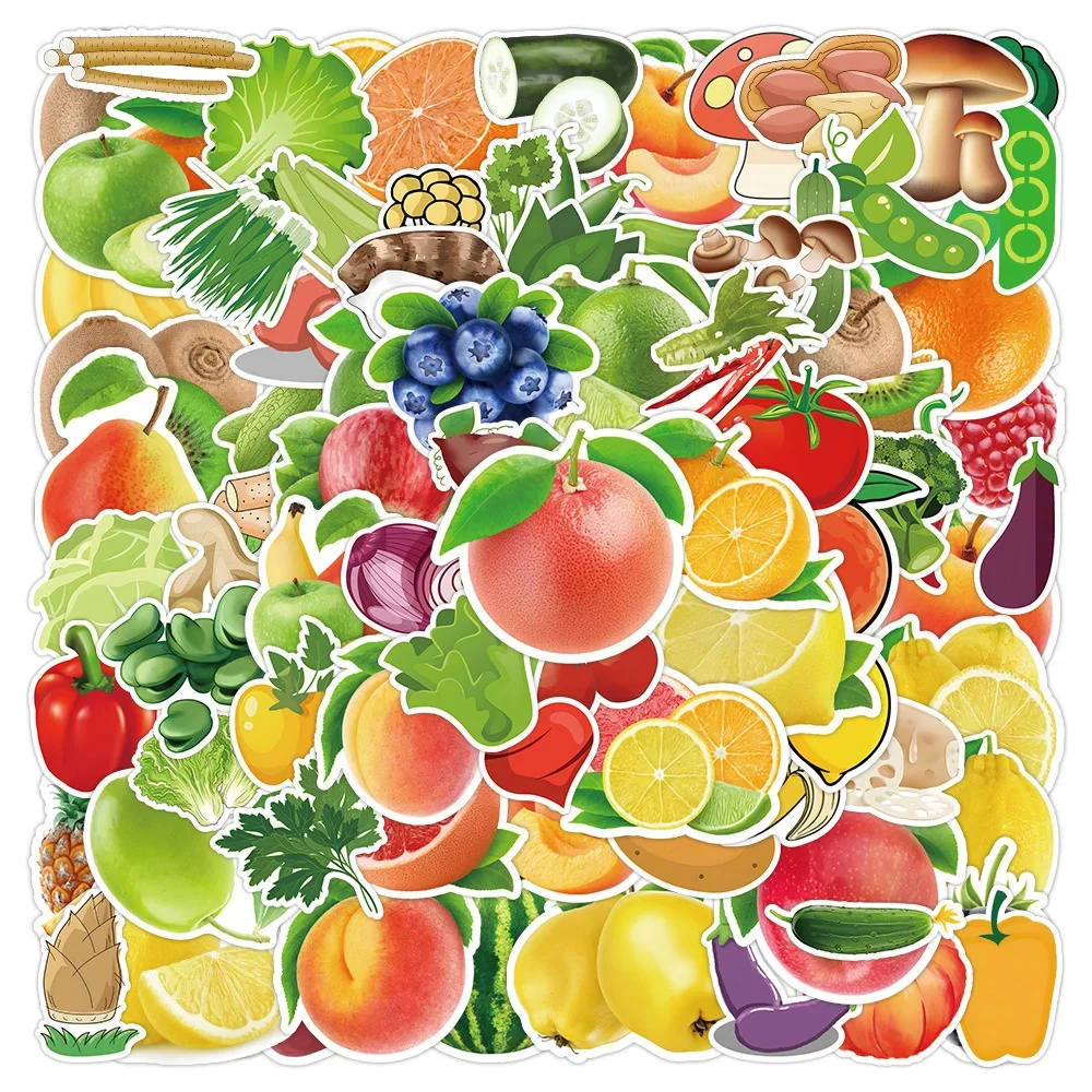 50PCS Cartoon Fruit and Vegetable Graffiti Waterproof Stickers Computer Creative Personalized Decoration Fashion