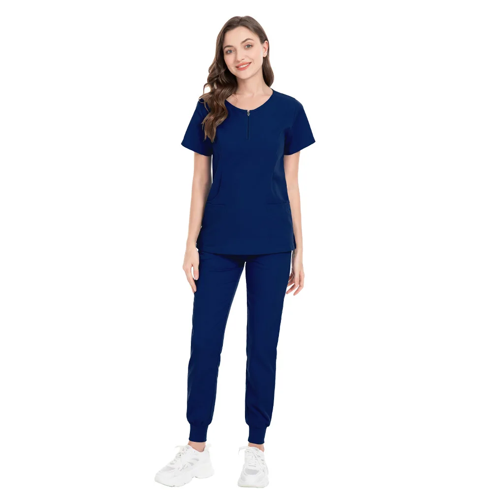 Spa médico enfermagem túnica terno uniformes cirúrgicos mulher esfrega conjunto médico enfermeira salão de beleza workwear clínico esfrega topo + calça