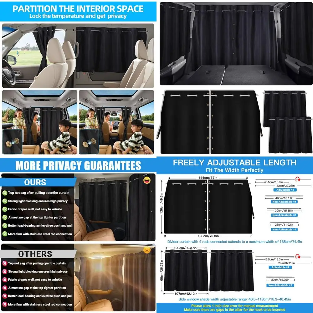 

3-Piece Car Window Shade Set, Adjustable Blackout Curtains for Back Seat Privacy & Baby Safety, Suitable for Cars, SUVs, Trucks,