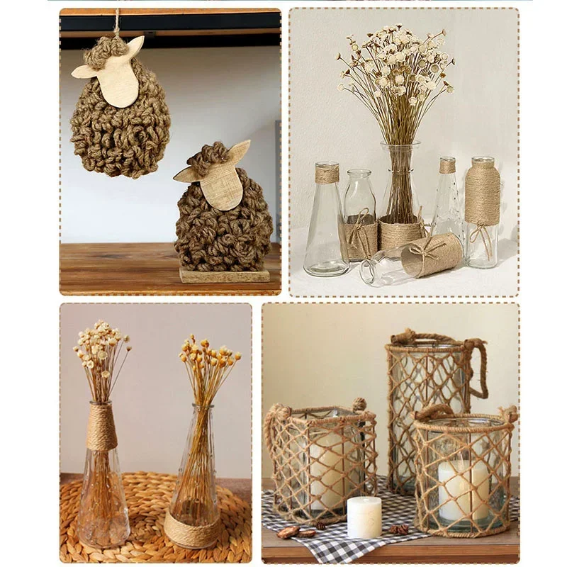 2/3/4mm 100M Natürliches Jute-Seil Schnur Bindfaden Band Bastelmaterial DIY Hochzeit Jutefaden Handgemachtes Nähgarn Party Weihnachten Heimdekoration – Detail 12
