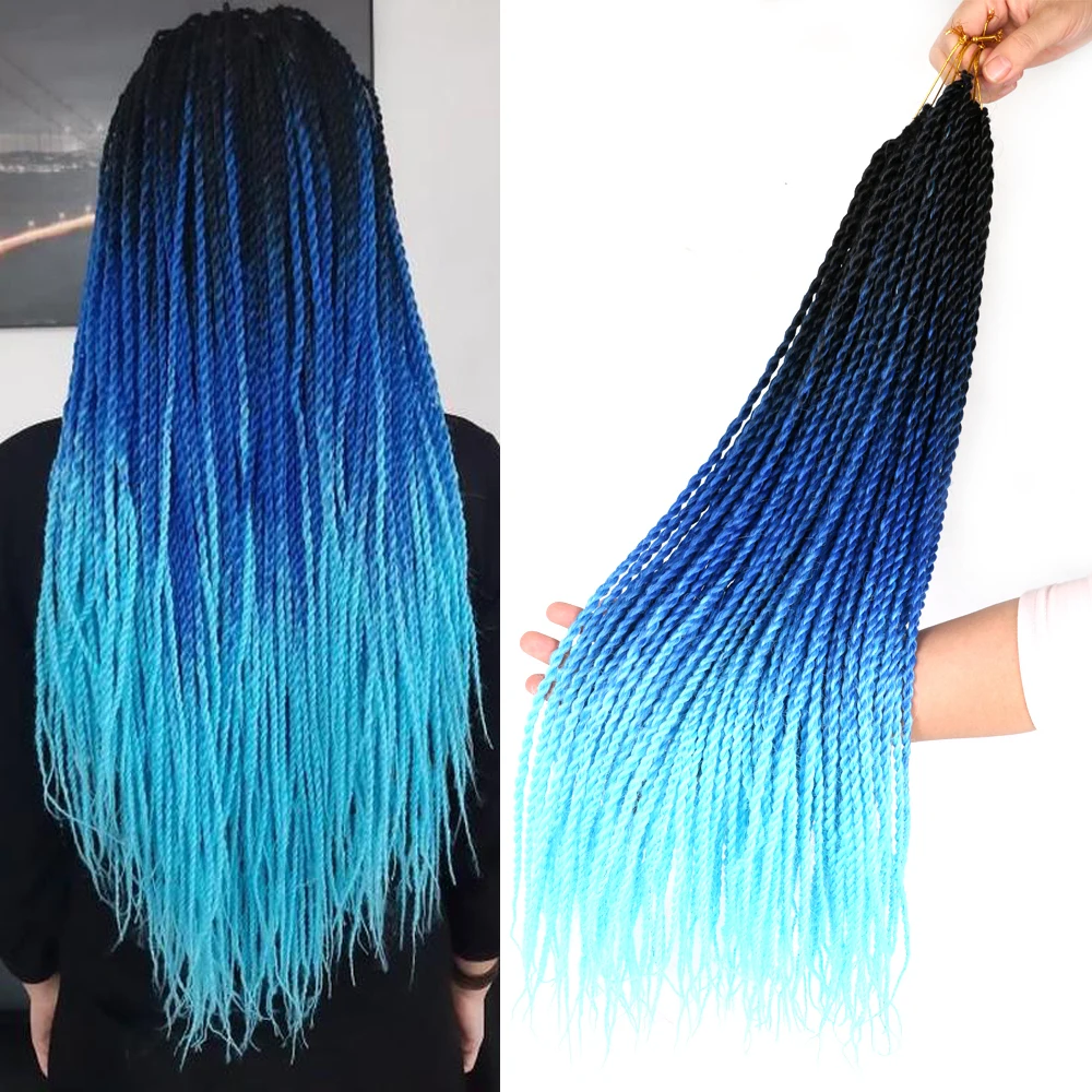 

Synthetic 22 Inch Senegalese Twist Crochet Hair Extensions For Women Colorful Handmade Twist Braids 20 Strands/Pack