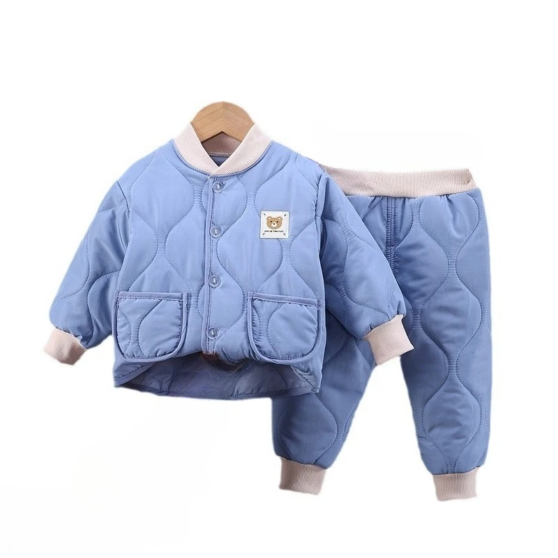 

New Autumn Winter Baby Clothes Suit Children Boys Thick Long Sleeved Jacket Pants 2Pcs/Set Infant Girls Clothing Kids Tracksuits