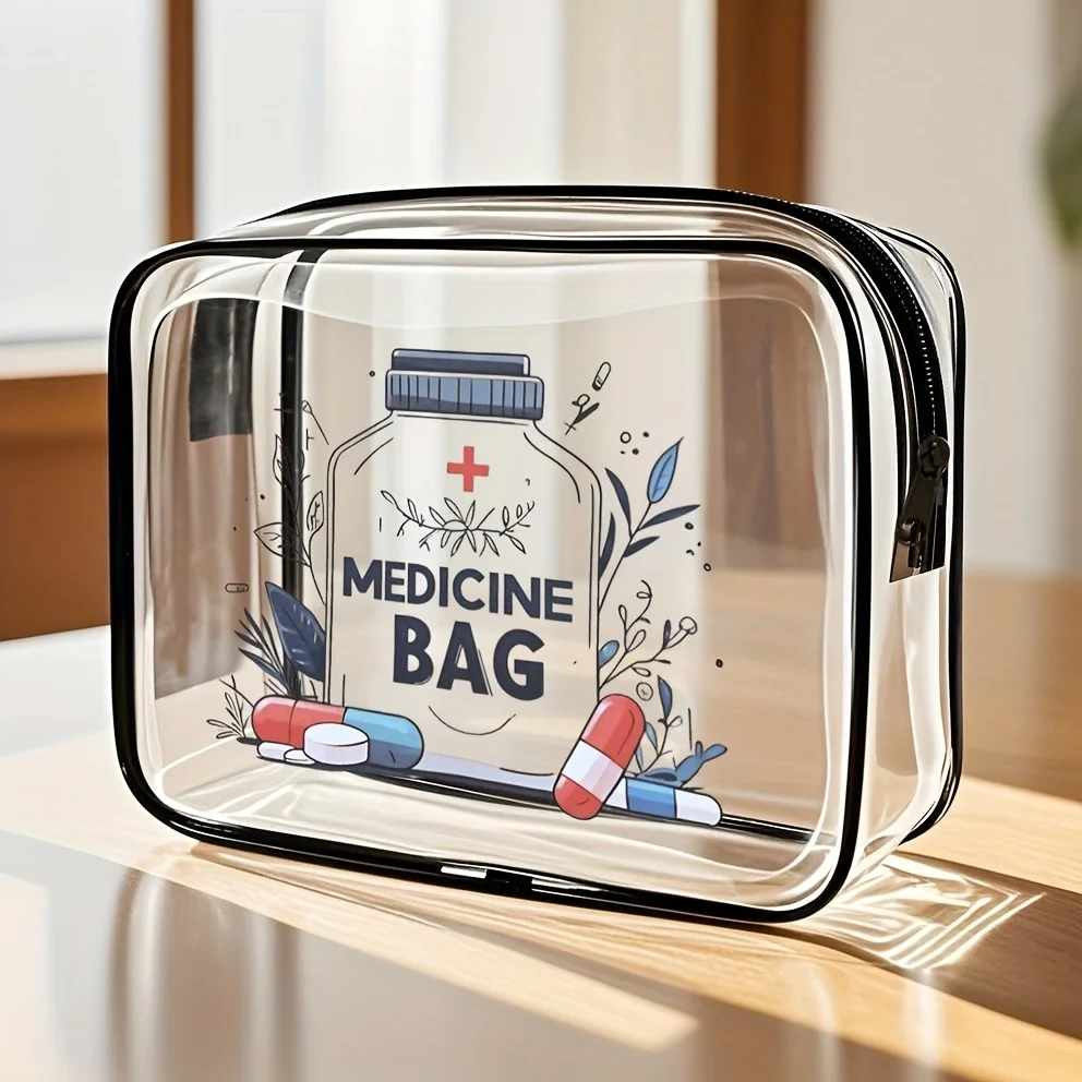 1pc Clear Makeup Bag Transparent Travel Toiletry Pouch TSA Airport Gym Wash Organizer Zipper Cosmetic Handbag With Handle