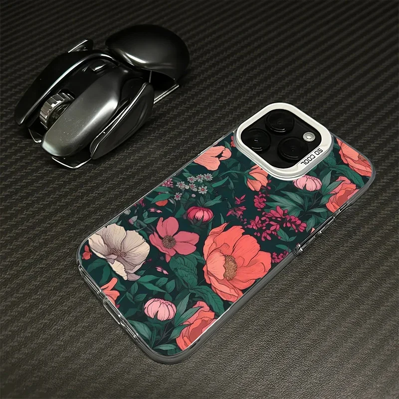 Colorful Bright Flowers Pattern Phone Case Suitable for iPhone 16 Pro Max 15 14 7 8 Plus 13 12 Mini 11 X XR XS Antislip Cover