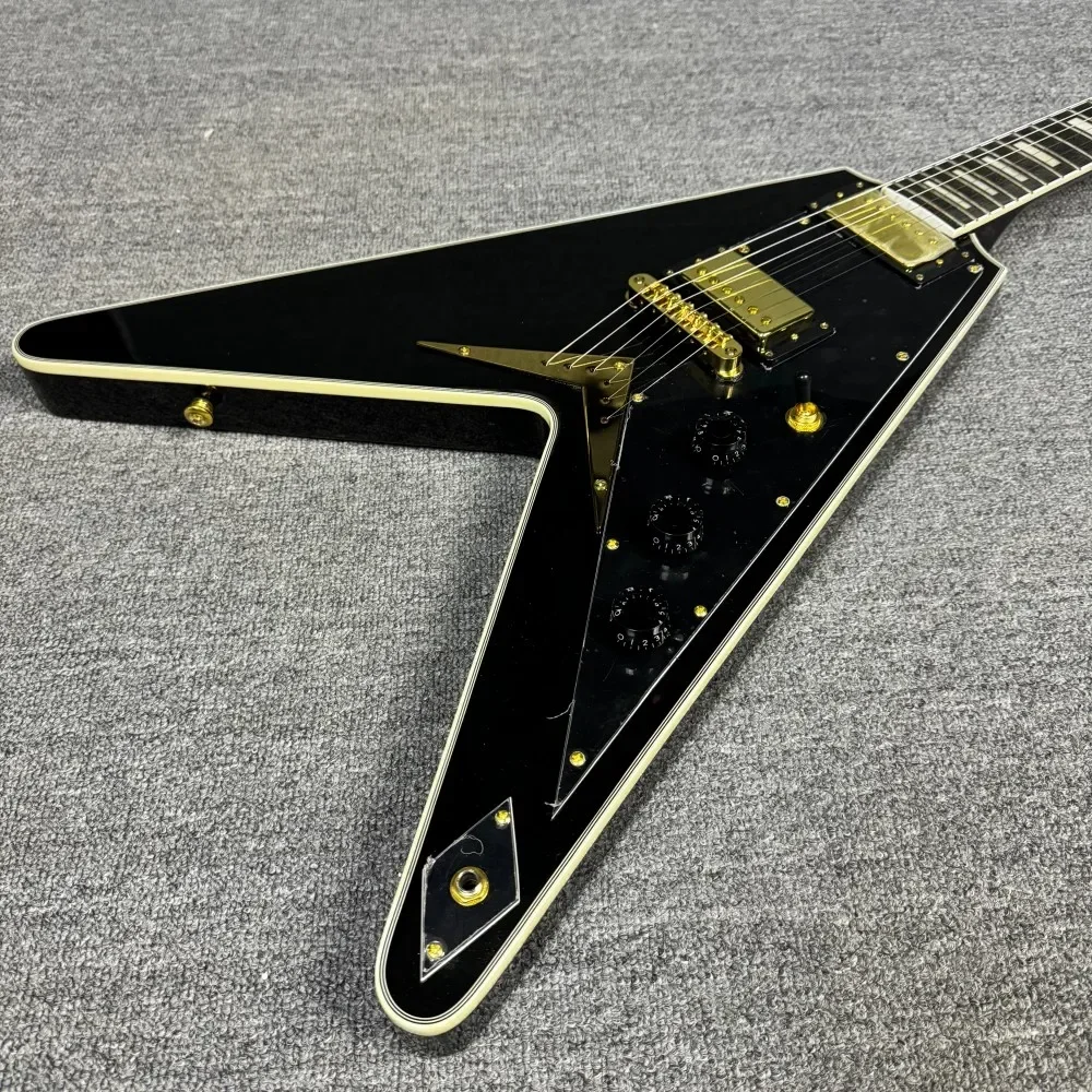 

Free Transportation Good Workmanship and Timbre Black Flying-V Electric Guitar Rosewood Fingerboard Mahogany Body