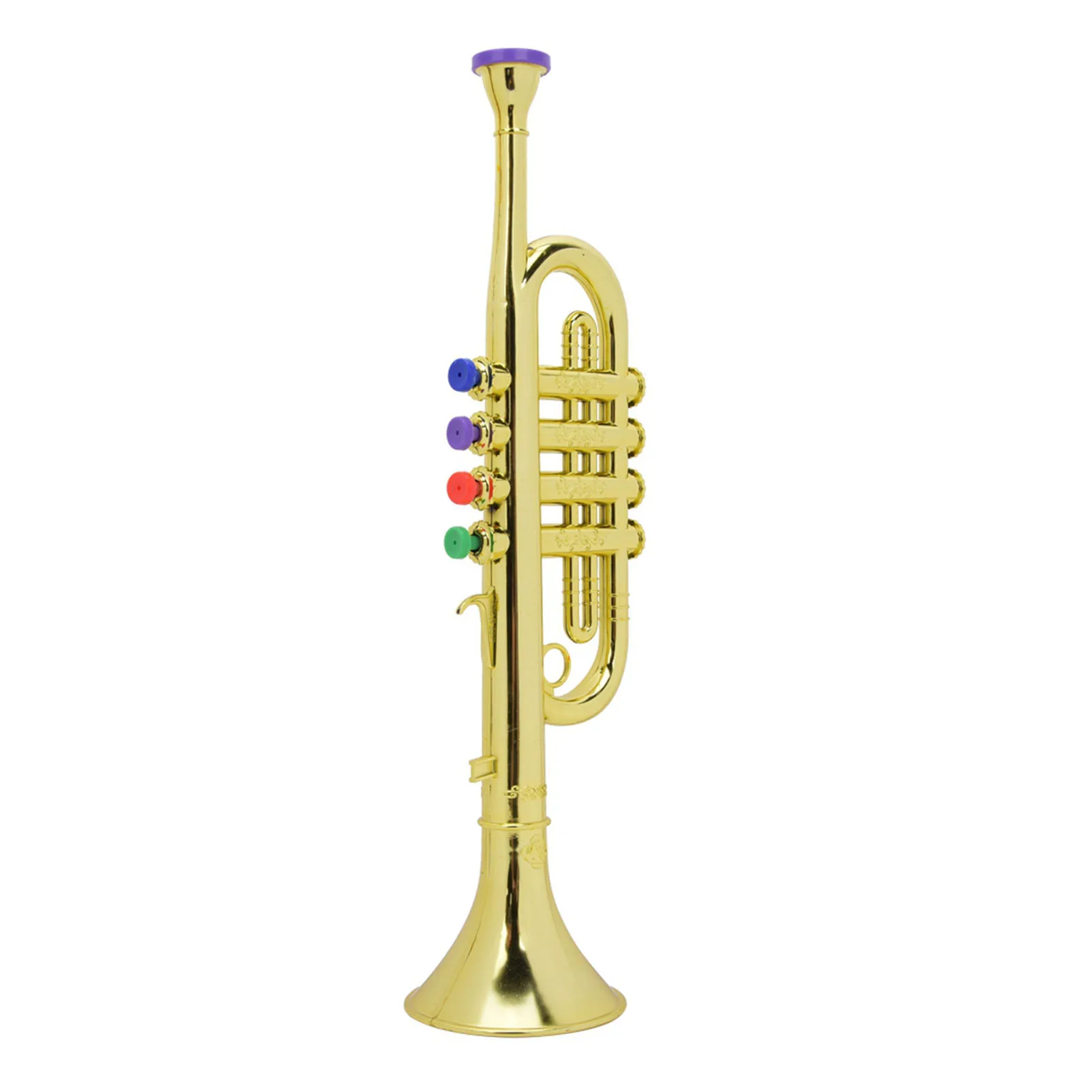 

Kid Trumpet Golden Plastic Wind Instrument with 4 Color Keys for Children Preschool Music Toy Gift, 1 Piece