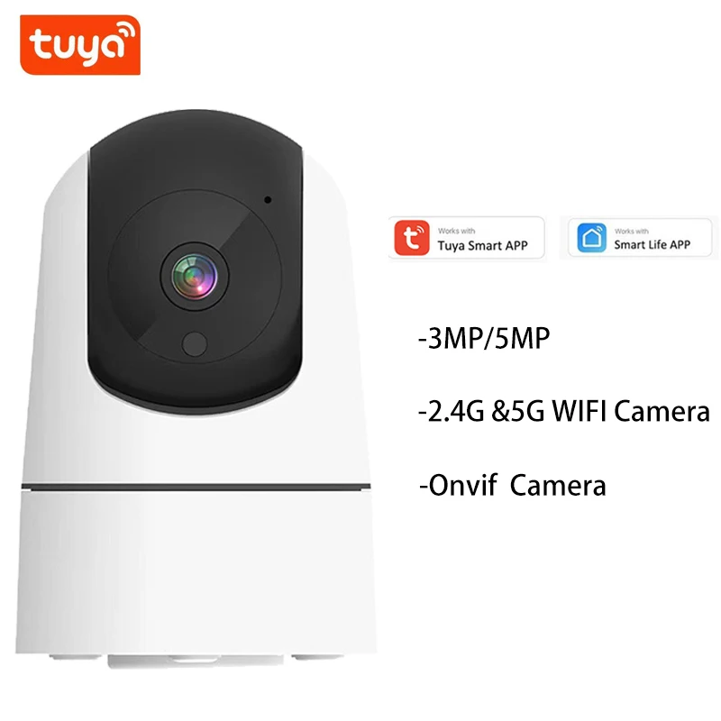 Tuya 5mp wifi monitor do bebê onvif interior 2.4g & 5g câmera de vigilância de segurança sem fio casa inteligente cctv ip câmera de rastreamento automático