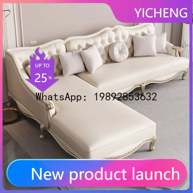 Zc amerikanisches Luxus-Sofa, großes Apartment-Wohnzimmer, modernes, lässiges Luxus-Ecksofa mit Chaiselongue, europäisches Ledersofa