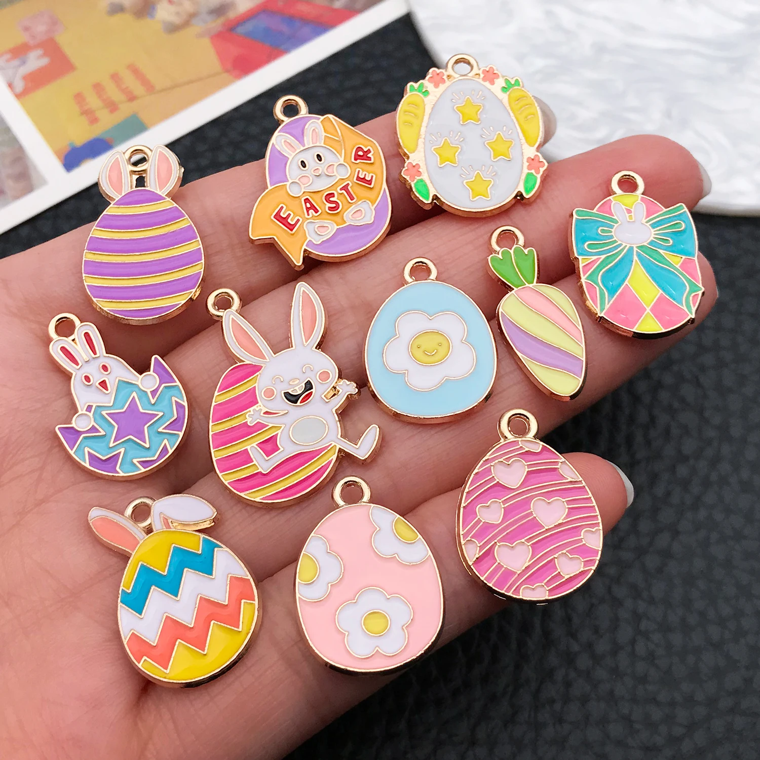 Colorful Animal Charms for Jewelry Making Rabbit Thanksgiving Dinosaur Easter Egg Charms Pendants for DIY Necklaces Earrings