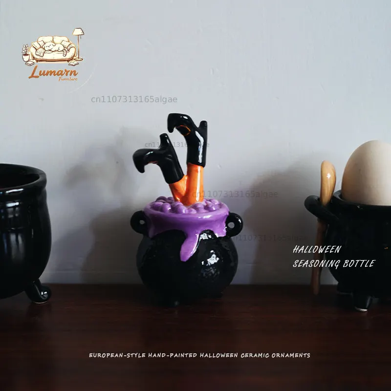 [Halloween] Export European hand-painted wizard medicine jar ceramic dining table seasoning bottle desktop small ornament gift