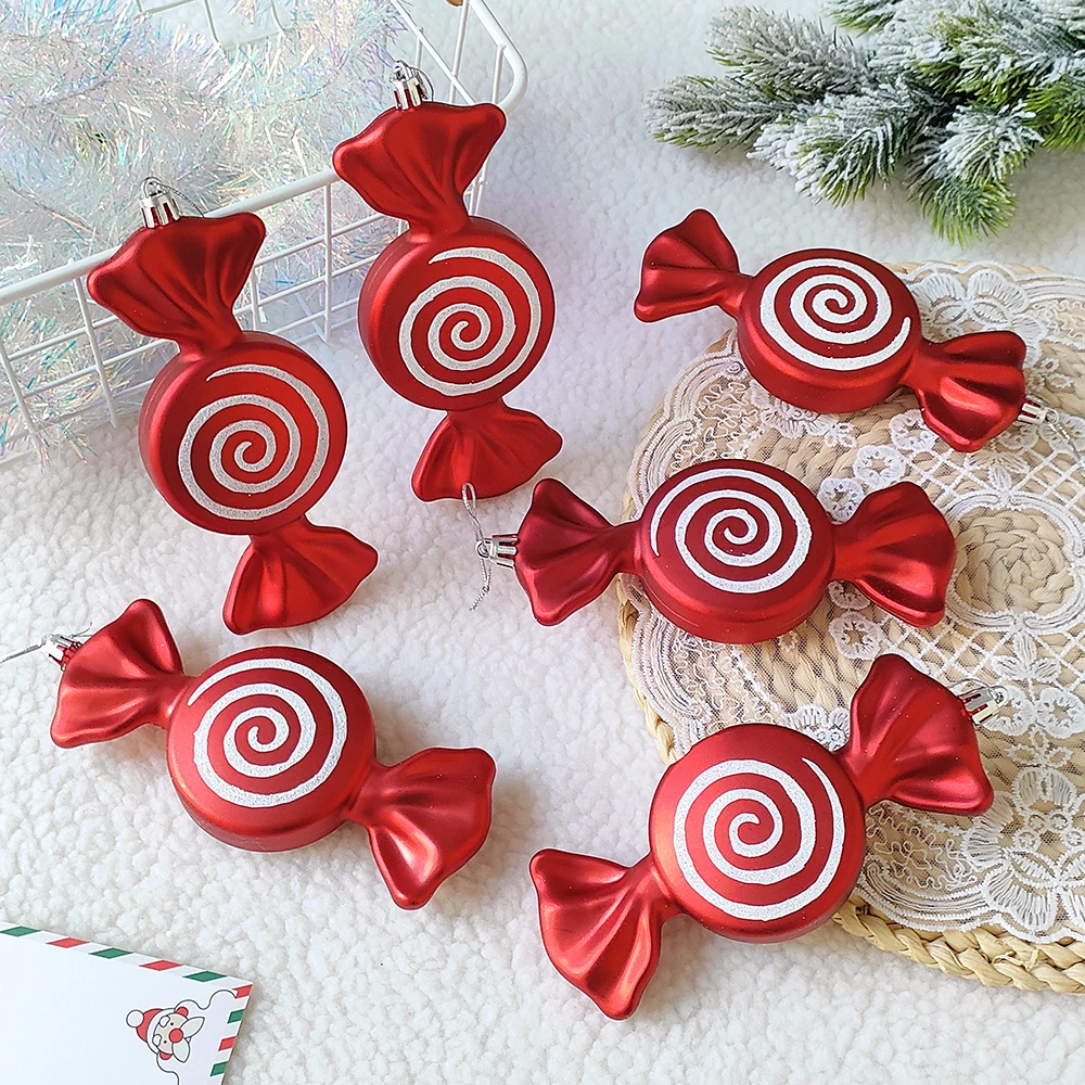 20/40cm Oversized Candy Cane Christmas Tree Pendant Christmas Decoration Wedding Red And White Painted Gold Party Home Decoratio