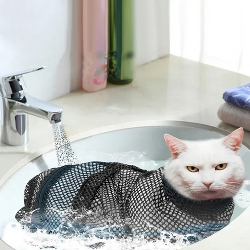 

Mesh Pet Bath Bag Cats Grooming Washing Bags No Scratching Adjustable Cat Supplies Bath Clean Bag Pet Nail Trimming Bags