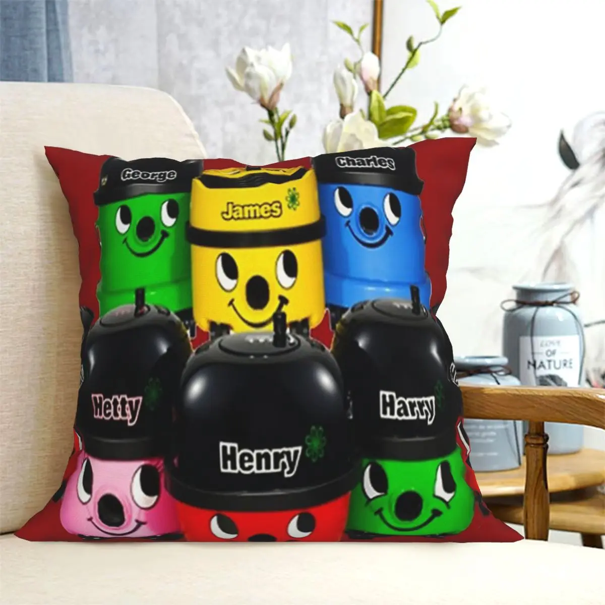 Henry Hoover And Friends Cushion Pillow Cover Bedroom Suitable For Sofa Personalized Pillow Cover Customizable