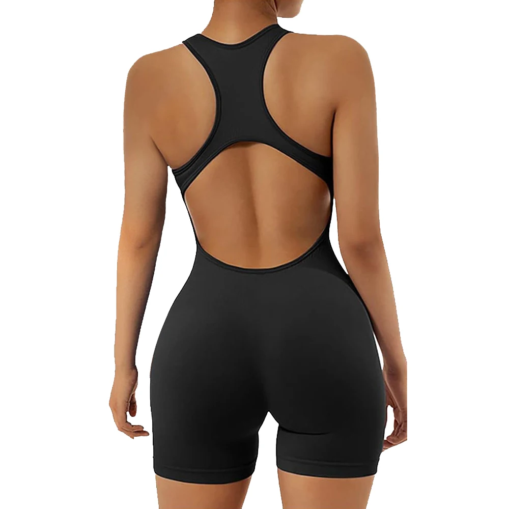 Vest Yoga Set Women\'s Seamless Jumpsuit Sexy Buttocks Sports One-piece Fitness Suit Backless Bodysuit Sets Gym Clothing 2024 New