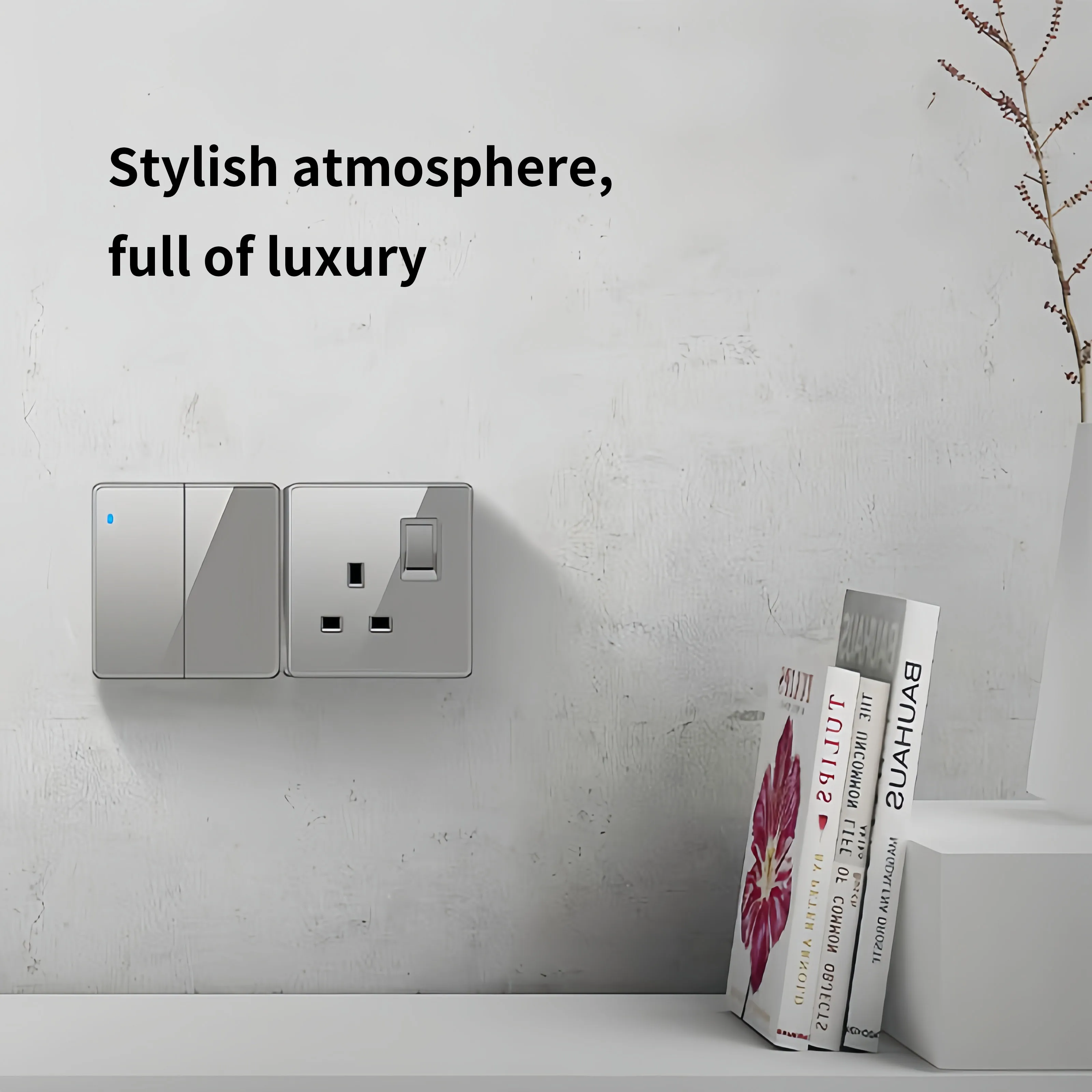 Gray Glass  1/2/3/4gang1/2way on/off Wall Light Switch LED Backlight Stair Wall Light Socket 3.1AtypeC 18W USB Power Adapter
