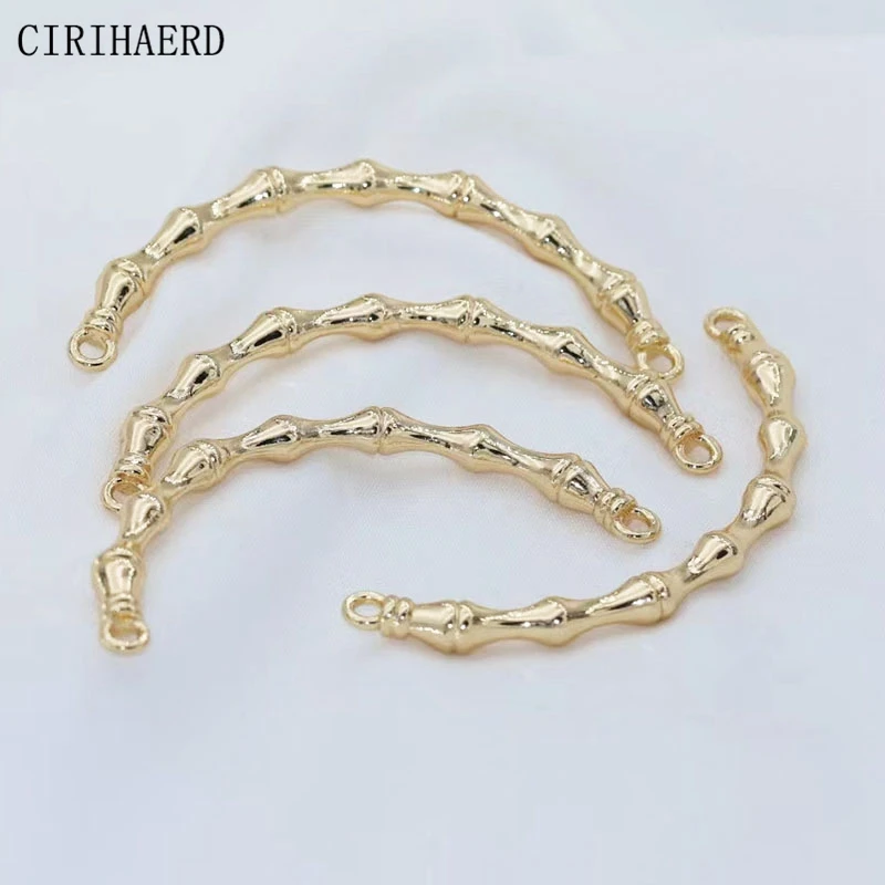 14K Gold/Silver Plated Bamboo Joint Curved Tube For Women's Jewelry Bracelet Connectors Handmade DIY Jewelry Making Accessories