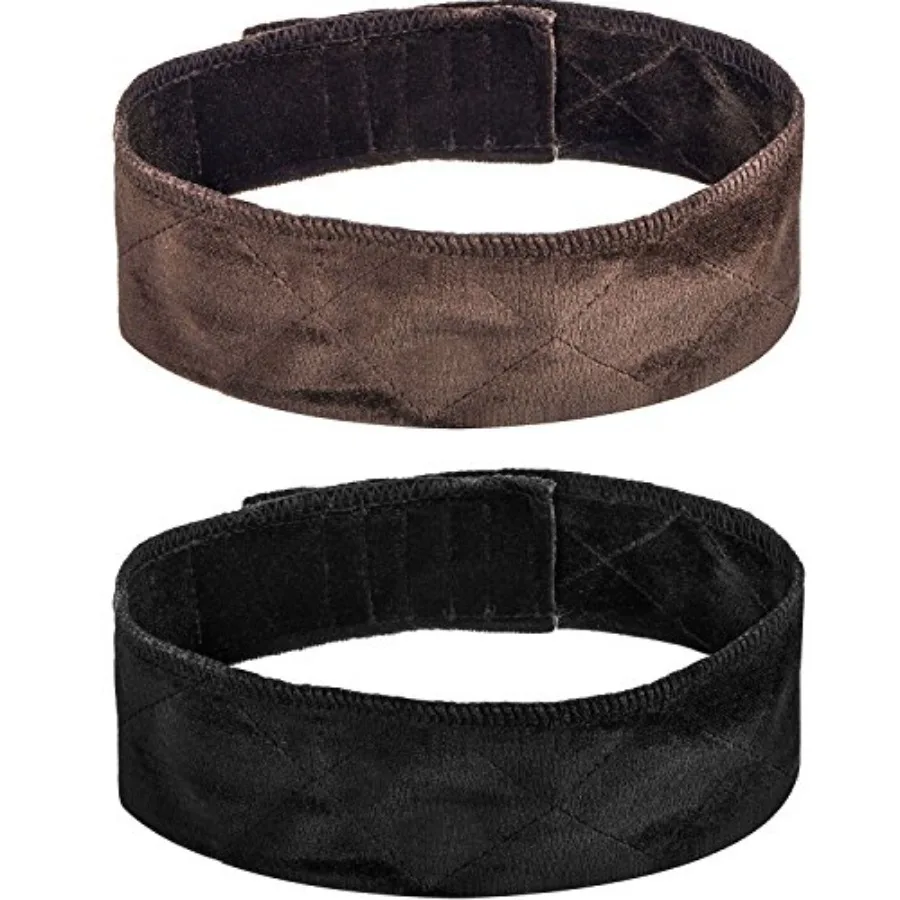 2 Pack Velvet Wig Band Head Hair Band Adjustable Fastern Black and Brown