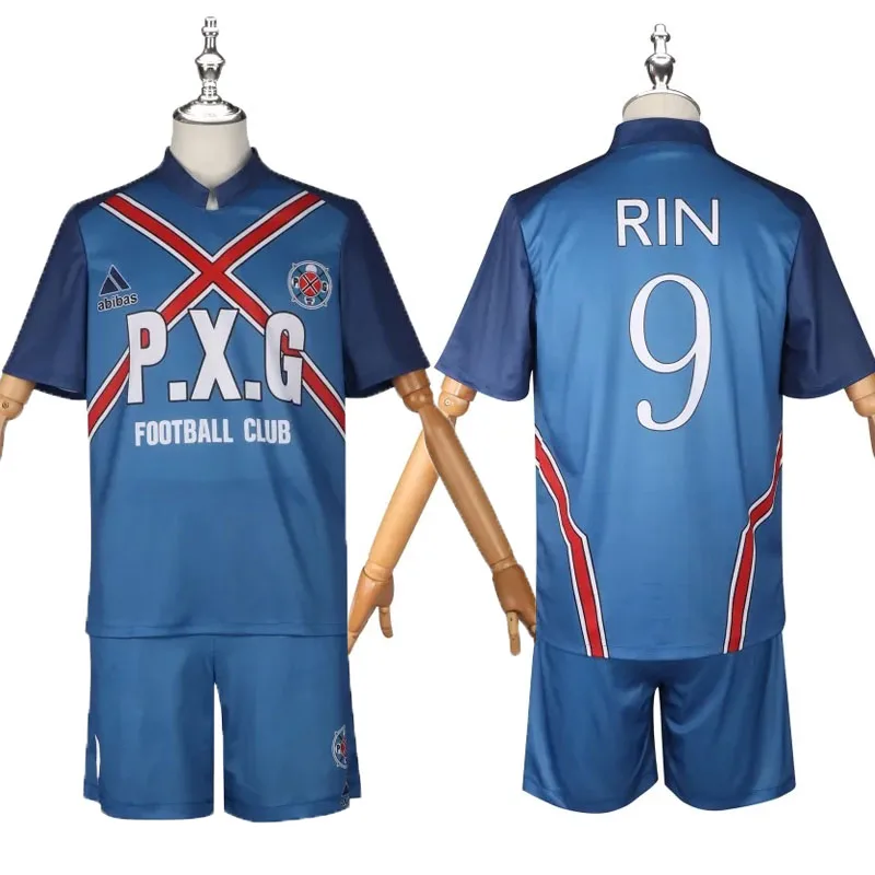 

Аниме Blue Lock No 9 Рин Итоши Косплей Костюм P.X.G футболка шорты футбольный трикотаж Чарльз Каруса No 6 спортивная одежда наряды