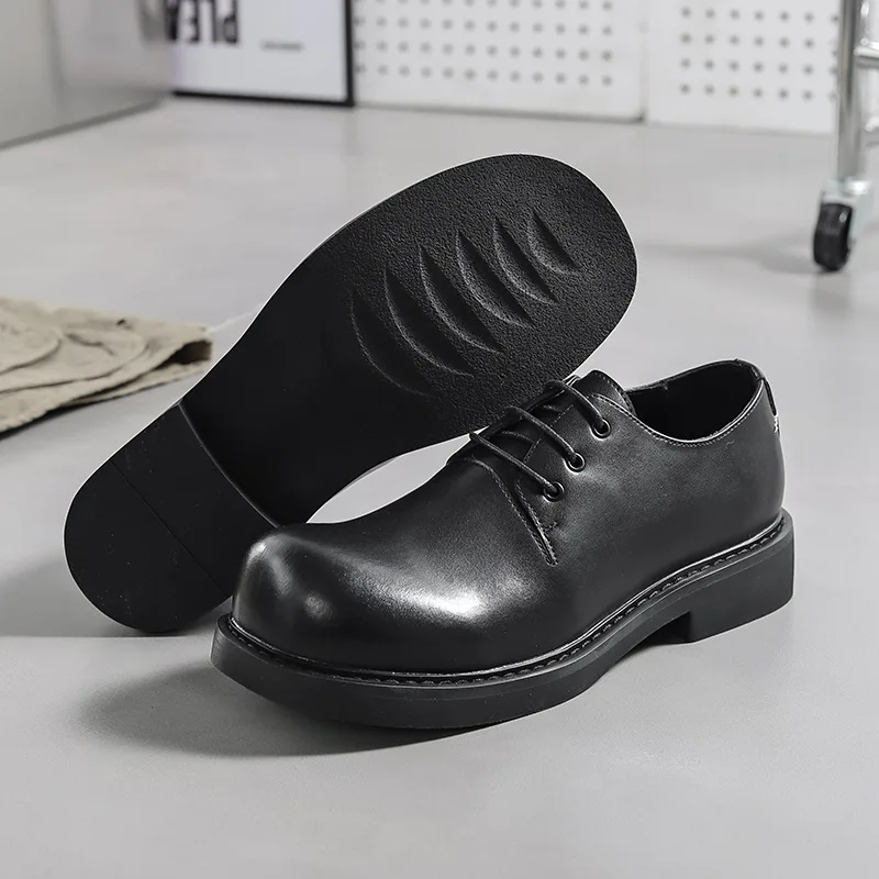 New Fashion Vintage Black Men Casual  Luxury Shoes Business Formal Dress Leather Loafers Round Toe Work Wedding Designer Shoes