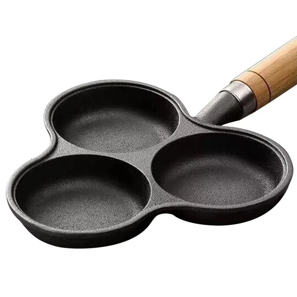 

A67K-3 Hole Cast Iron Omelet Pan Non-Stick Breakfast Egg Pan Breakfast Grill Cooking Pot Egg Frying Pan Pancake Pan