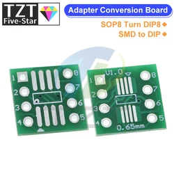 10PCS SOP8 turn DIP8 / SMD to DIP IC adapter Socket SOP8/TSSOP8/SOIC8/SSOP8 Board TO DIP Adapter Converter Plate 0.65mm 1.27mm