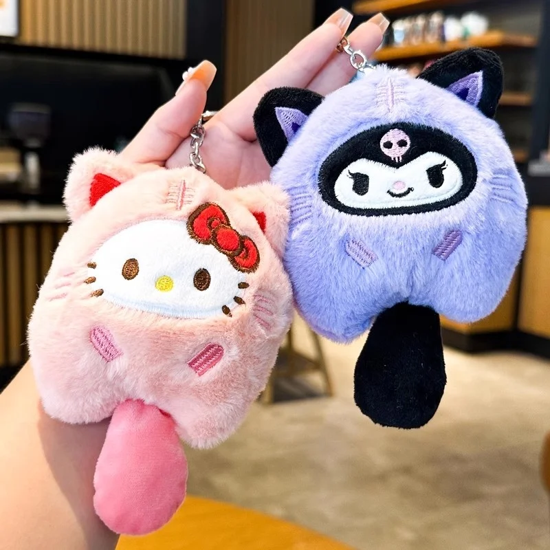 Nowa 15cm Pluszowa Lalka Kuromi Cinnamoroll Melody Pochacco Purin Kawaii Anime Gadżety Zabawka Zawieszka do Torby Brelok Prezent Niespodzianka